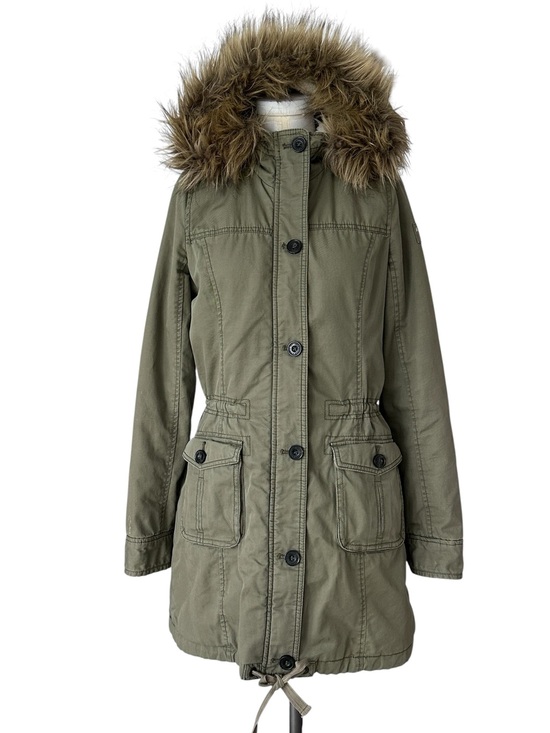 Abercrombie & Fitch Jackets & Blazers - Abercrombie & Fitch Women’s Y2K Sherpa Lined Military Parka Fur Trim Hood Medium